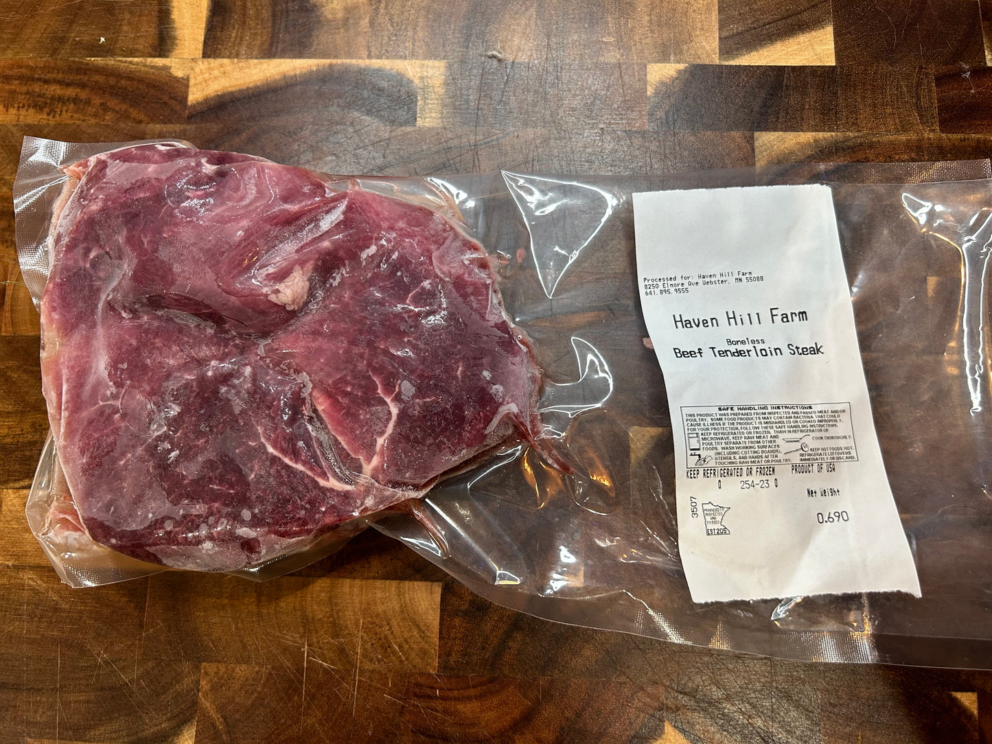 100% Grass Fed Beef Tenderloin (Filet) Steak